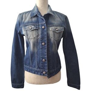 Diesel Kimti Y2k Women's Made In Italy Denim Blue Jean Jacket Long Sleeves Large